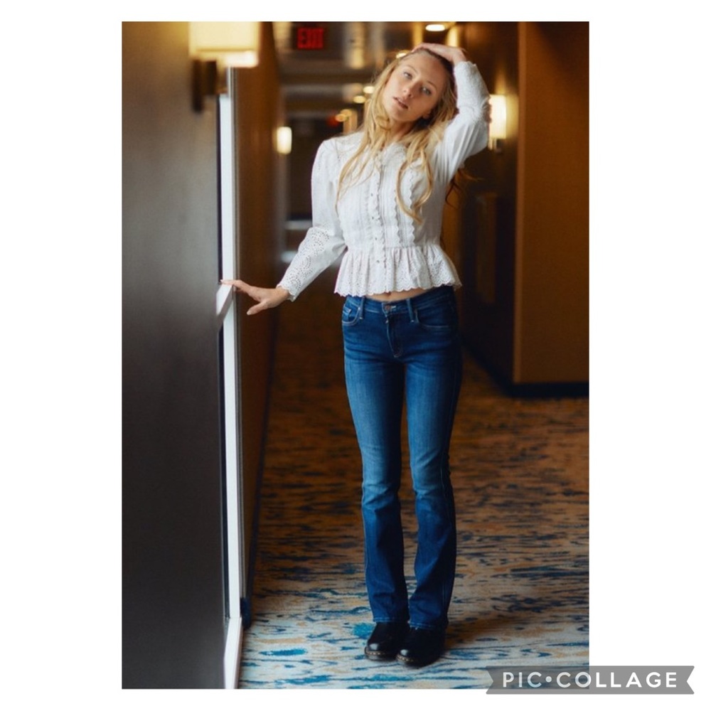 Mother 27 Double Insider Sneak Flare Jeans Lust for Life